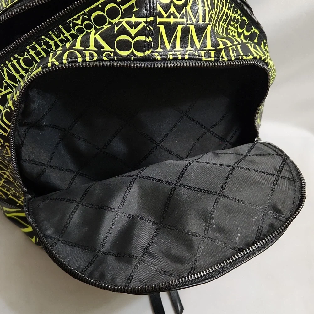 Michael Kors Rhea Medium Newsprint Print Logo Leather Backpack